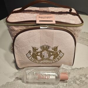 NEW Juicy Couture travel bags w travel toiletry bottle - pink/brown